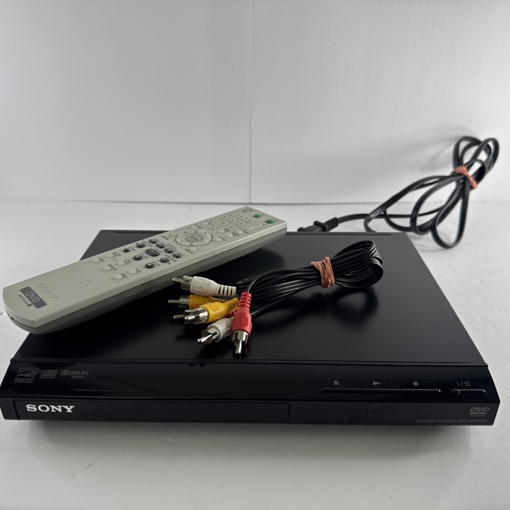 Sony DVP-SR210P CD DVD Player Black with Remote RMT-D197A and RCA Cables